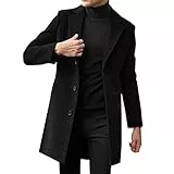 Generisch Mantel Herren Casual Slim Fit Wollmantel Lange Stehkragen Windbreaker Trenchcoat Einreiher Übergangsjacke Warme Winterjacke Business Overcoat Outdoorjacke Freizeitjacke Strickjacke