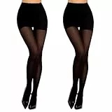 MANZI Damen Kompressionsstrumpfhose 10-15mm/Hg,Shape Strumpfhosen Blickdichte mit Bauchweg und Po-Lifting Figurformende Stützstrumpfhose 50 DEN 2 Paar,Schwarz,L