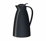 alfi ECO 1,0l, black, Isolierkanne mit hygienischem Hartglaseinsatz aus Kunststoff, Drehverschluss mit bequemer Drucktaste, Ausgießen mit einer Hand, ideal als Kaffeekanne, Teekanne, BPA-frei