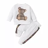PATPAT Baby Jungen Mädchen Outfit Set: Sweatshirt mit Bär Applikation + Hose 2 Teiliges Baby Jogginganzug Kleidung Langarm Freizeit Trainingsanzug Geschenk für Weihnachten Geburtstag 18-24 M