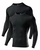 Niksa 1/2/3 Stück Kompressionsshirt Herren,Funktionsshirt Langarm Sportshirt Rundhalsausschnitt Atmungsaktiv Laufshirt für Running Workout Fitness B-Schwarz (2 Stück) L