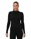 DANISH ENDURANCE Merino Thermo Langarm Shirt Damen, Extreme Kälte, Winter & Skiunterwäsche Damen, Schwarz, M