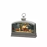 Konstsmide LED Wasserlaterne, 'Santa mit Tieren', weiß, wassergefüllt, wählbare Energiefunktion, mit 5h Timer, 3 warm weiße Diode, batteriebetrieben & USB, Innen, 3 x C 1.5V (exkl.) - 4290-200