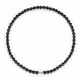 Power Ionics Schwarzer Turmalin Choker Kette Damen - Boho Kette Mit Magnetverschluss - Handmade Aus Tourmaline - Elegante Schwarze Halskette, passend für 50cm Größe, elastisch