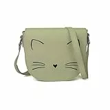 Gladdon Kleine Katze Umhängetasche,Mädchen süße Handtasche,Teenager Jugend und Kinder Katzentasche(Matcha Grün)
