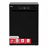 Sharp QW-NA1CF47DB-DE Freistehender Geschirrspüler 60cm / D / 13 Maßgedecke / 4 Programme mit Intensivprogramm/Halbe Beladung/Startzeitvorwahl/AquaStop/Schwarz