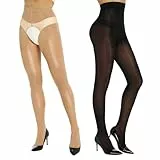 Yilanmy Glanz Strumpfhose Für Damen Glänzende Strumpfhose Offen Schritt Tanzstrumpfhose 2 Paar(Schwarz+Natürliche, S-M)