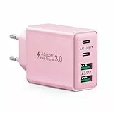 USB C Ladegerät, 40W 4 Ports Stecker USBC Fast Charger, Mehrfach Ladegerät mit PD Power Adapter+QC Schnellladegerät USB Netzteil für iPhone 17 16 15 14 13 12 11 Pro Max Plus, iPad, Samsung,Handys