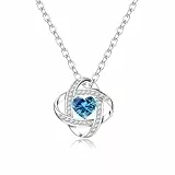 GEMAURA Halskette Damen Silber 925, Kristall Kette Mit Herz Anhänger, Zirkonia Verstellbar Schmuck Frauen Geschenk (Weiß/Blaue/Lila)