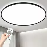 YIFMOO 40W LED Deckenleuchte Flach Dimmbar, Ø50CM Deckenlampe mit Fernbedienung, 3000-6500K Modern Ultra Dünn, Rund Deckenleuchten Dimmbar für Wohnzimmer Schlafzimmer Kinderzimmer Büro Küche, Schwarz