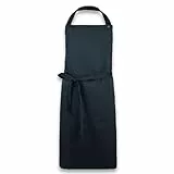 ZOLLNER Kochschürze in schwarz - robuste Grillschürze mit aufgenähten Taschen - Baumwolle - 75x100 cm - mit Bindebänder - waschbar bis 60°C - Oeko Tex® zertifiziert