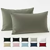Dreamzie Kissenbezug 40 x 80 Renforcé Baumwolle (2er-Set) - Hellgrau - Dicht gewebt mit 57 Fäden/cm² - Kissenbezug 40x80 cm - Oeko Tex Zertifiziert