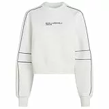 Karl Lagerfeld Jeans Relaxed Crop Piping Sweat, Women, White, Sweatshirt