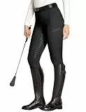 FitsT4 Sports Reitleggings Damen Reithose Mädchen Silikon vollbesatz mit Handytasche und Gürtelschlaufen für Reitsport Pferdetraining,Schwarz,S