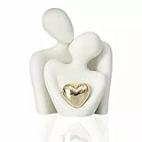 Tyatiyzn Abstrakte Paarstatue, Moderne Weißes Porzellan Figuren, Wohnzimmer Paar Statuen Dekorationen, für Hochzeitstagsgeschenk, Desktop Dekoration(Mattweiß)