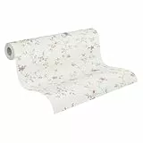 A.S. Création Maison Charme Vliestapete mit floralem Muster Blümchen 0,53 x 10,05 m – Creme, Grün, Bunt – Blumentapete Made in Germany – 937701