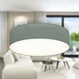 B.K.Licht - Deckenlampe mit Lampenschirm aus Stoff, E27 Fassung, max. 40 Watt, Deckenleuchte, Lampe, Wohnzimmerlampe, Schlafzimmerlampe, Küchenlampe, Deckenbeleuchtung, 38x10 cm, Grau