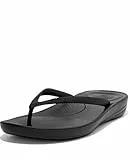 FitFlop Women's iQushion Ergonomic Flip Flops - Lightweight & Comfortable with Natural Arch Support - All Black - 6 UK