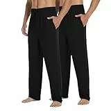 North Bund Herren 2er Pack Schlafanzughose Modal Pyjamahose Nachtwäsche Freizeithose Elastischer Taille Loungewear Lang Hose Schlafhose Weich Loungehose Schlafanzughosen Männer Sommer L