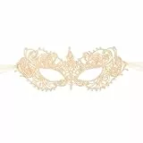 Aroncent Venezianische Masquerade Spitzen Maske: Damen Maske mit Lace für Karneval Halloween Weihnachten Maskenbälle Partys Feste Ritterlich italienisch venezianische Maske als halbes Gesicht Gold