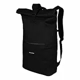 URBAN ZWEIRAD - Rollrucksack - für Damen & Herren aus PET-Flaschen - Rolltop für Freizeit, Uni & Schule etc. - Wasserabweisender Rolltop Rucksack (schwarz)