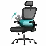 SONGMICS Bürostuhl, Schreibtischstuhl, ergonomischer Netzstuhl, mit doppellagigem Netzgewebe, atmungsaktiv, Adaptive Lendenstütze, verstellbare Kopfstütze, für Homeoffice, tintenschwarz OBN041B01