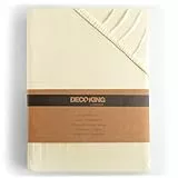 DecoKing Spannbettlaken 200x220 220x240 cm 100% gekämmte Baumwolle Creme Spannbetttücher Jersey Boxspringbett Amber 200 x 220 220 x 240