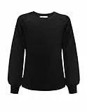 Arshiner T-Shirts für Mädchen Schwarz Tunika Mode Langarmshirt Kinder Basic Oberteil Rundhals Freizeit Top Halloween Bluse Herbst Winter Kinderkleidung 150/10-11 Jahre