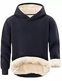 Spring&Gege Kapuzenpullover für Jungen und Mädchen, Fleece, Sherpa-Futter, Winter, warm, Kapuzen-Sweatshirts, Marineblau, 11-12 Jahre