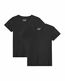 DANISH ENDURANCE Kurzarm Shirt aus Modal & Bio-Baumwolle, Rund- oder V-Ausschnitt, für Damen (1er | 2er Pack), V-Ausschnitt - Schwarz - 2er Pack, XL
