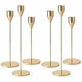 Druuzyl 6er-Set Goldene Kerzenständer für Stabkerzen 33/29/23cm - Metall Kegel Kerzenhalter Vintage Hochzeitsdekoration - Ideal für Romantische Candle Light Dinners & Jubiläen (Golden)