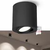 linovum CORI Deckenspot Aufputz schwarz dimmbar mit LED GU10 Licht neutralweiß 6,5W 230V - Aufbau Leuchte schwenkbar Ø80x84mm