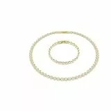 Swarovski Una Angelic Set, Weißes und Vergoldetes Set aus Halskette und Armband mit Strahlenden Kristallen im Rundschliff, Länge Kette: 38-40 cm, Länge Armband: 16.5-19 cm