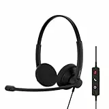 EPOS Impact 100 MS Teams Stereo USB-C+A Headset mit Mikrofon, Microsoft Teams Zertifiziert, Geräuschunterdrückung, leichtes Design, USB-Adapter, UC Business Kopfhörer, weiche Ohrpolster, schwarz