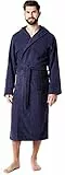 Ladeheid Herren Frottee Bademantel aus 100% Bio-Baumwolle LA40-224 (Dunkelblau (D12), S)