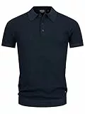 Indicode Herren INVorm Poloshirt Feinstrick mit Rippstricksaum | Herrenpoloshirt Baumwollshirt Polokragen Navy, M