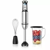 Arendo - Edelstahl Stabmixer 2000 Watt - Handmixer Set - Pürierstab - stufenlose Geschwindigkeit - Turbotaste – Mixfuß mit Edelstahlmesser - Schneebesen – BPA-frei