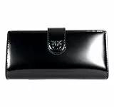 Pinko Damen Horizontal Wallet Gebürstetes Leder glänzend Reisezubehör-Brieftasche, Z99b_Schwarz Limousine Block Color