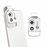 Smartphone-Mikroskop, Handy-Mikroskop mit 6 LED-Lichtleitern, kompatibel mit jedem Smartphone, 0,3 mm Fokussierabstand, Weiß