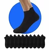 NUOZA Sneaker Socken Damen 39-42 Schwarz Sportsocken Herren Kurze Baumwollsocken Damensocken Tennissocken Anti Schweiß Sommer 10 Paar