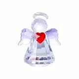 Kristall-Engel Figur | 6,8 cm Sammlerfigur | Herz-Engel Statue | Geschenk für Weihnachten & Geburtstag, Tischdekoration, Geschenk Weihnachten (Lila)