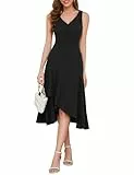 Aupuls Cocktailkleid Damen Elegant Kleider Damen Festlich High Low Midi Hochzeitsgast Kleid Damen Kleider Elegant Festlich Abendkleider Elegant Für Hochzeit AUPG007Black