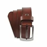 Massi Morino Ledergürtel Herren braun 105cm (3,5 cm breit) Gürtel aus echtem Rindsleder I Vollledergürtel inkl. Beutel