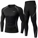 Thermounterwäsche Herren, Skiunterwäsche Winter Thermowäsche Set Funktionsunterwäsche Warm Weich Funktionswäsche atmungsaktiv Thermo Unterwäsche Thermounterhemd Thermounterhose für Männer Grau XXL