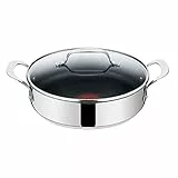 Tefal Jamie Oliver Servierpfanne mit Deckel 25cm Induktion, Bratpfanne Edelstahl, Antihaft Beschichtet, Pfannen Hoher Rand, Backofenfest, Genieteter Griff, E30