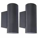 Klighten 2 Stück Wandleuchten GU10 Außen/Innen, Wasserdichte IP65 Up and Down Leuchten Aussen, Aluminium Aussenleuchte Außenlampe Wand, Wandlampe für Eingang Terrasse, ohne Leuchtmittel, Anthrazit