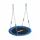 Relaxdays Nestschaukel, runde Hängeschaukel Schaumstoffgriffe, Kinder, verstellbar, Outdoor, Ø: 120 cm, bis 100 kg, blau