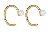 Pernille Corydon Damen Mini Creolen Gold mit Perle - Kleine Perlenohrrige Lagoon Creoles Silber 925 Vergoldet - E114g