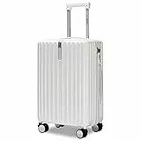 MGOB Koffer Handgepäck Hartschalen in Polycarbonat Reisekoffer mit 4 Rollen und Haken | 55x37x22cm | 41L(Weiß, M)