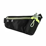 Noaxylic Bauchtasche mit Flaschenhalter, Atmungsaktiv Sport Hüfttasche, Verstellbar Hüfttasche Damen und Herren, Wasserdicht, mit Reflektierenden Streifen, für Joggen, Laufen, Sport, Fitness (Schwarz)